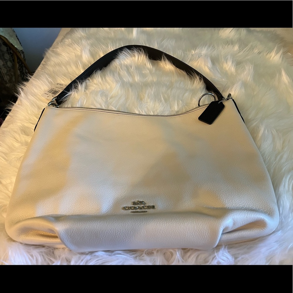Brand NEW Coach Chalk and Black trim Hobo Purse